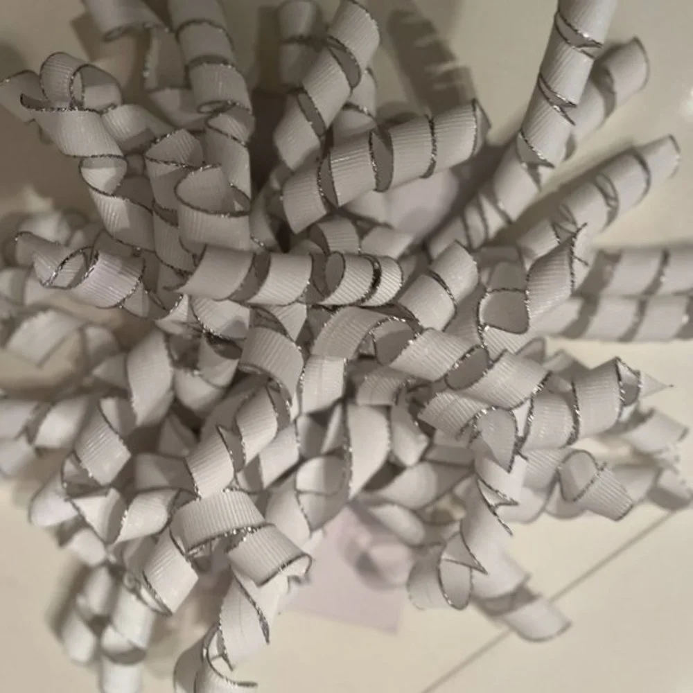 Martha Stewart Premium Curly Bows (4)‎ – White and Silver